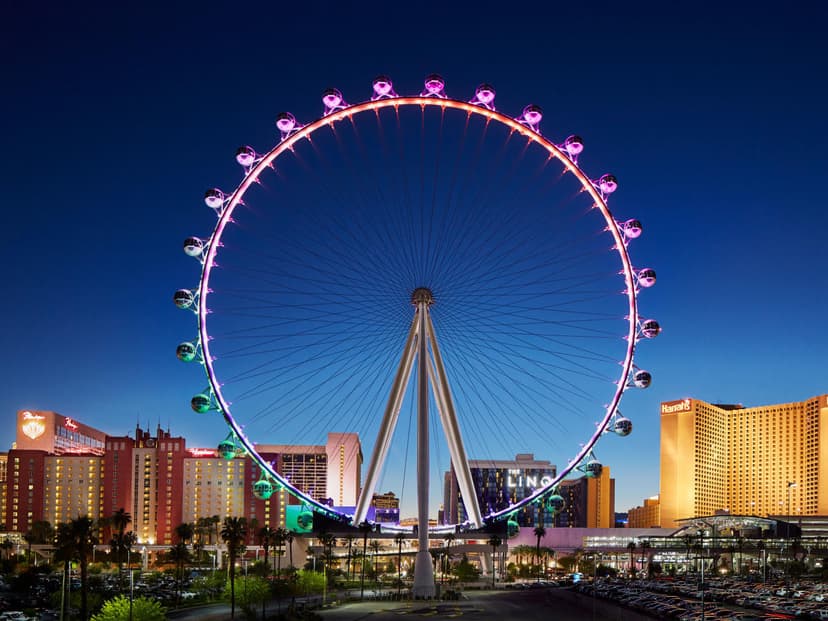 High Roller in Las Vegas — The 550-foot observation wheel at the Linq Promenade — second-tallest in the world, with 28 climate-controlled cabins
