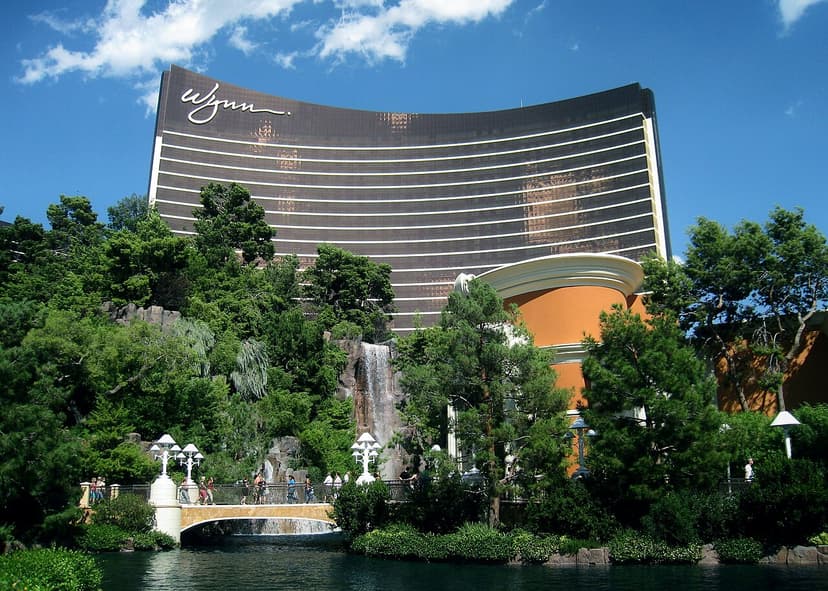 Wynn Las Vegas in Las Vegas — The 110,000-sq-ft Wynn casino — natural light, marble floors, and the Wynn Las Vegas Race & Sports Book overlooking the atrium