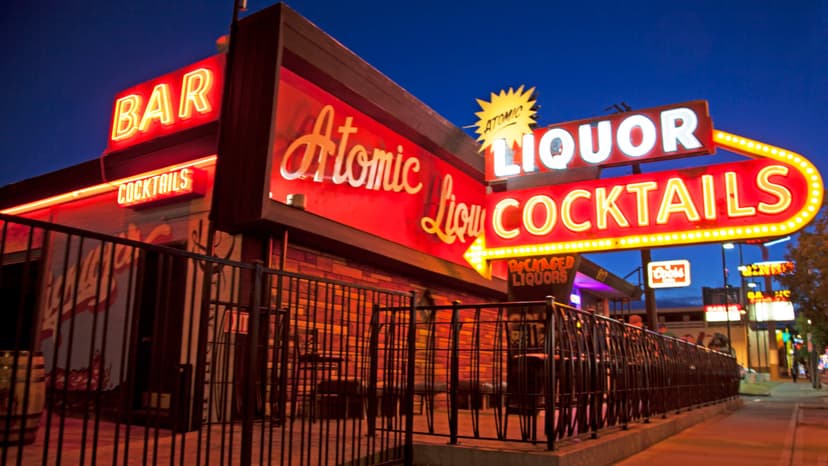 Atomic Liquors in Las Vegas — The oldest freestanding bar in Las Vegas — licensed in 1952, now a Downtown cocktail bar with a rooftop view of Fremont East