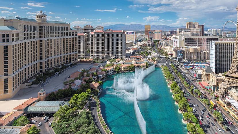 Bellagio in Las Vegas — Steve Wynn's 1998 Italian-lake-themed resort — 3,933 rooms, the Fountains, the Conservatory, and an AAA Five-Diamond rating