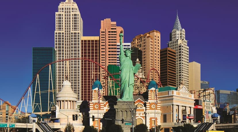 New York-New York Hotel & Casino in Las Vegas — A 1997 Manhattan-skyline megaresort — a quarter-scale Statue of Liberty, a wraparound roller coaster, and 2,024 rooms